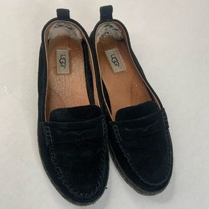 Ugg Shoes Charlie Slip On Loafers Black Suede Low Top Round Size 8.5 Womens